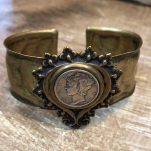 Mercury Dime Filigree Cuff Bracelet