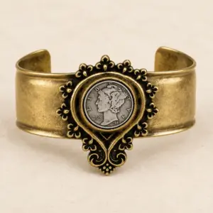 Mercury Dime Victorian Cuff Bracelet