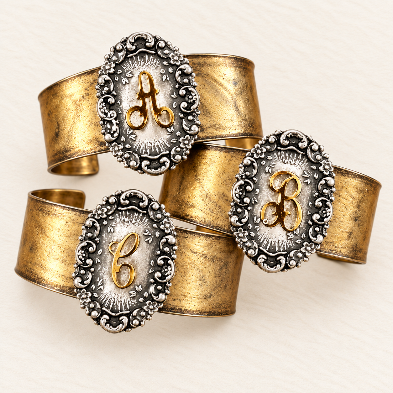 Ornate Initial Cuff Bracelet - Image 3