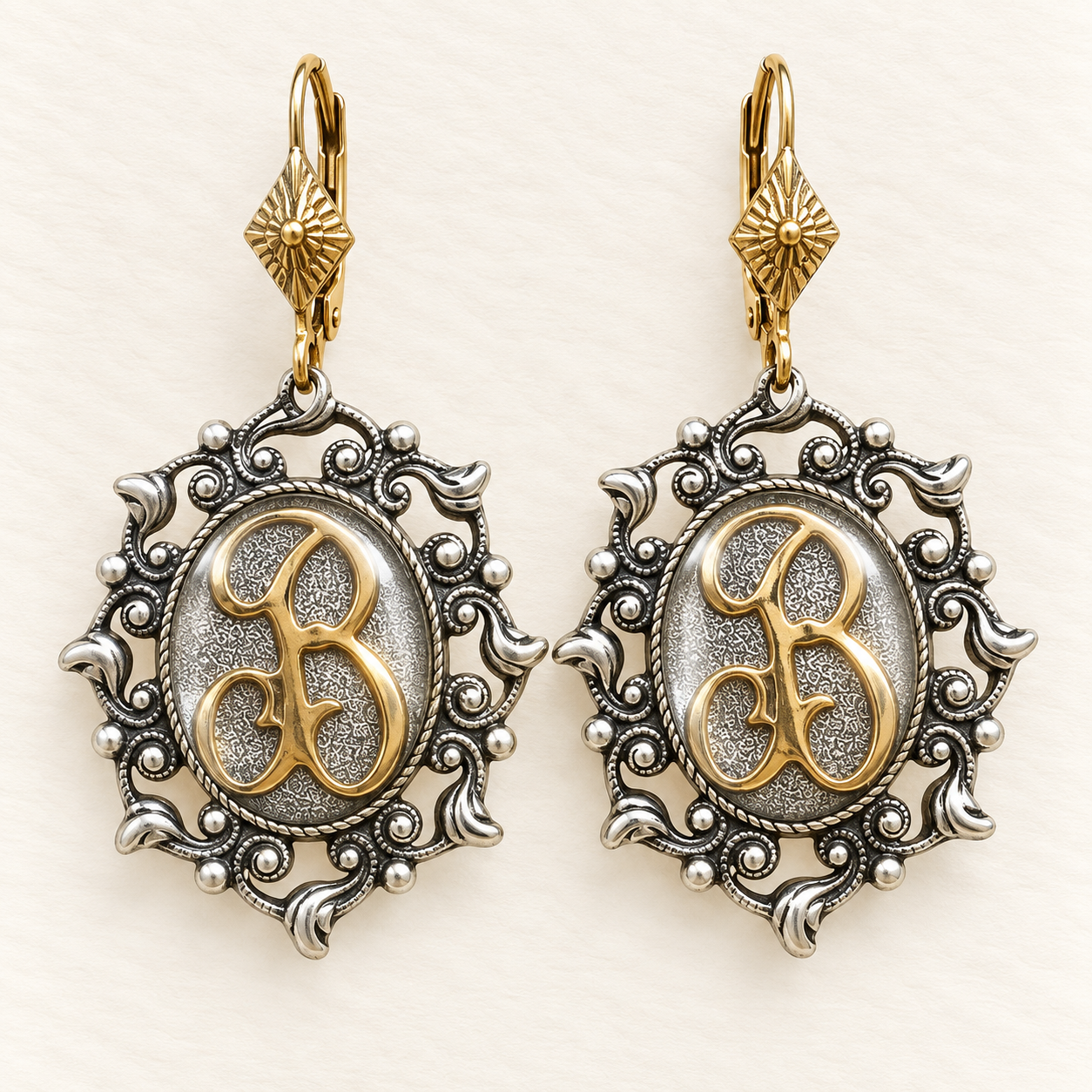 Ornate Initial Earrings