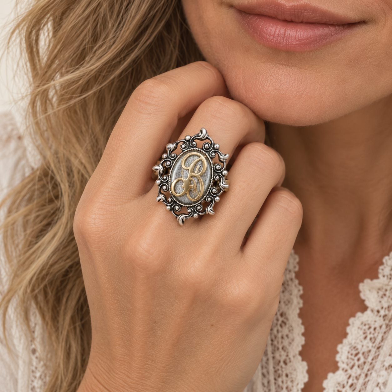 Ornate Initial Ring - Image 2