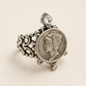Mercury Dime Filigree Ring