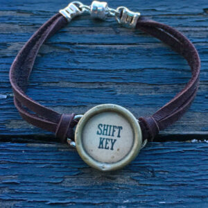 Authentic Typewriter Key & Deerskin Bracelet