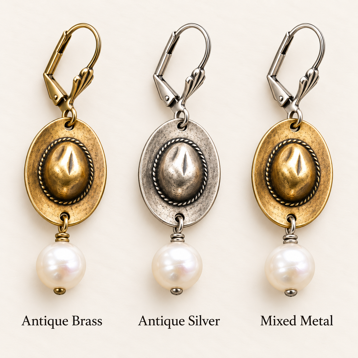 Cowgirl Hat & Pearl Earrings - Image 2