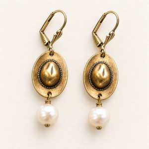 Cowgirl Hat & Pearl Earrings