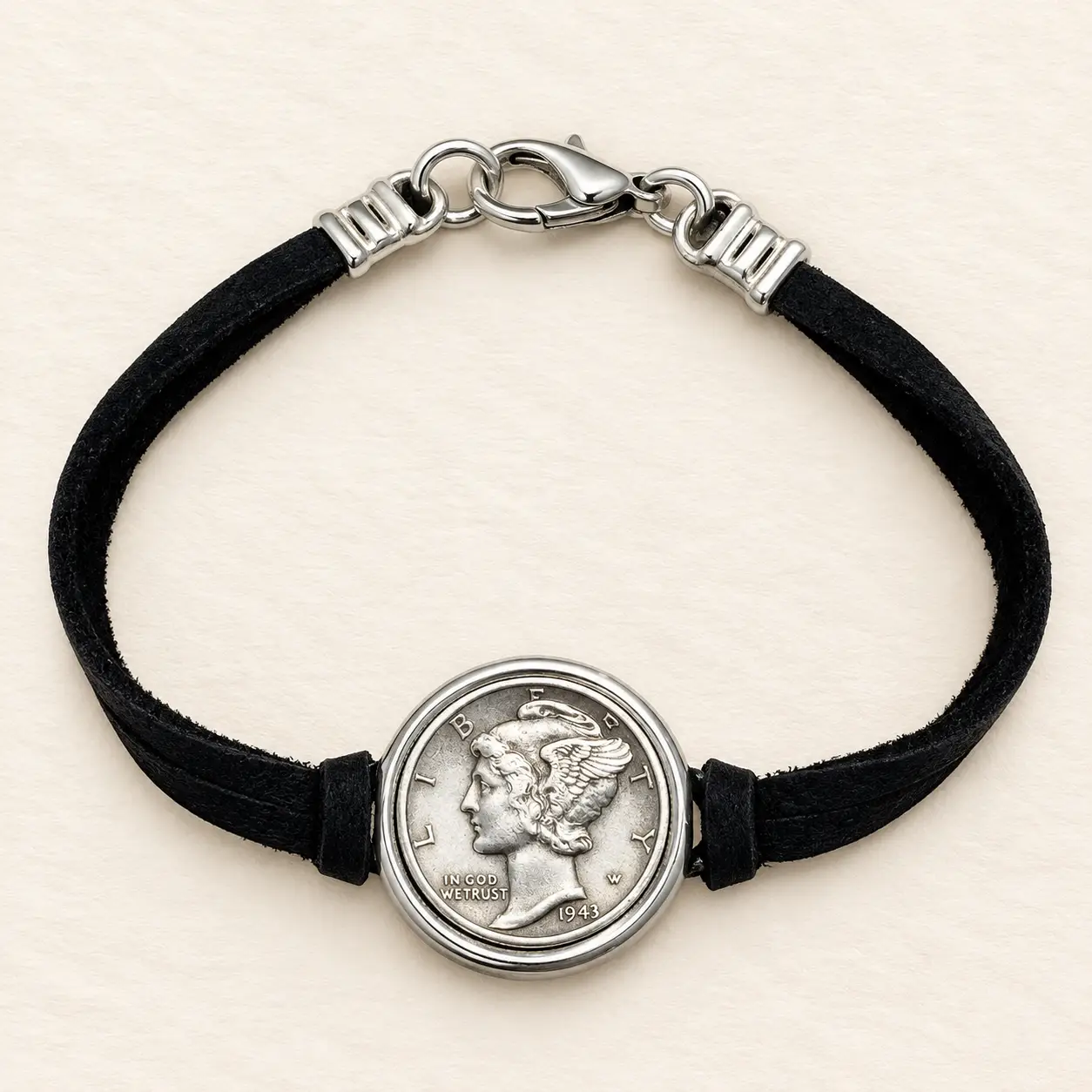 Mercury Dime Deerskin Bracelet
