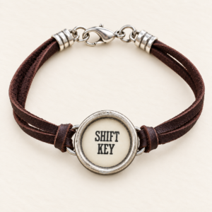 Authentic Typewriter Key Deerskin Bracelet