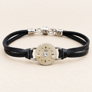 Antique Watch Face Deerskin Bracelet
