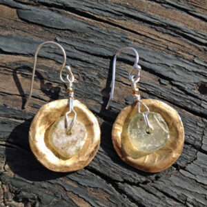 Brass & Roman Glass Earrings