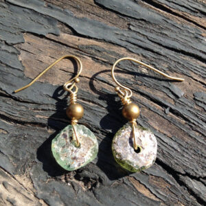 Roman Glass & Brass Earrings