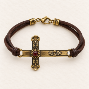 Floral Cross Deerskin Bracelet