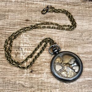 Hearts Under Glass Pocket Watch Necklace