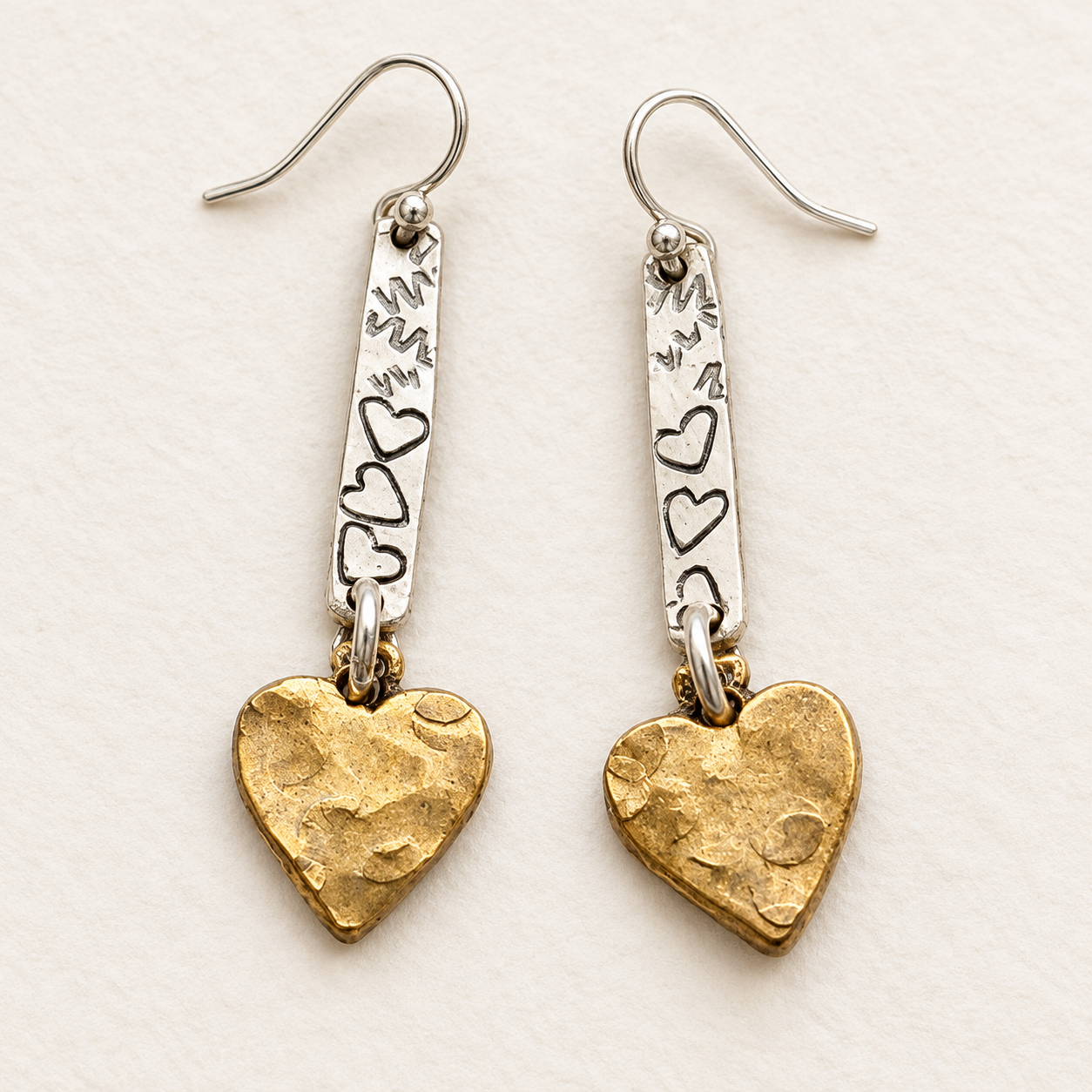 Textured Heart Earrings