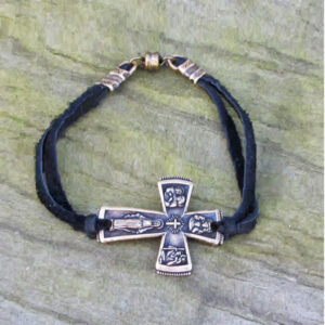 Catholic Four Way Medal Deerskin Bracelet