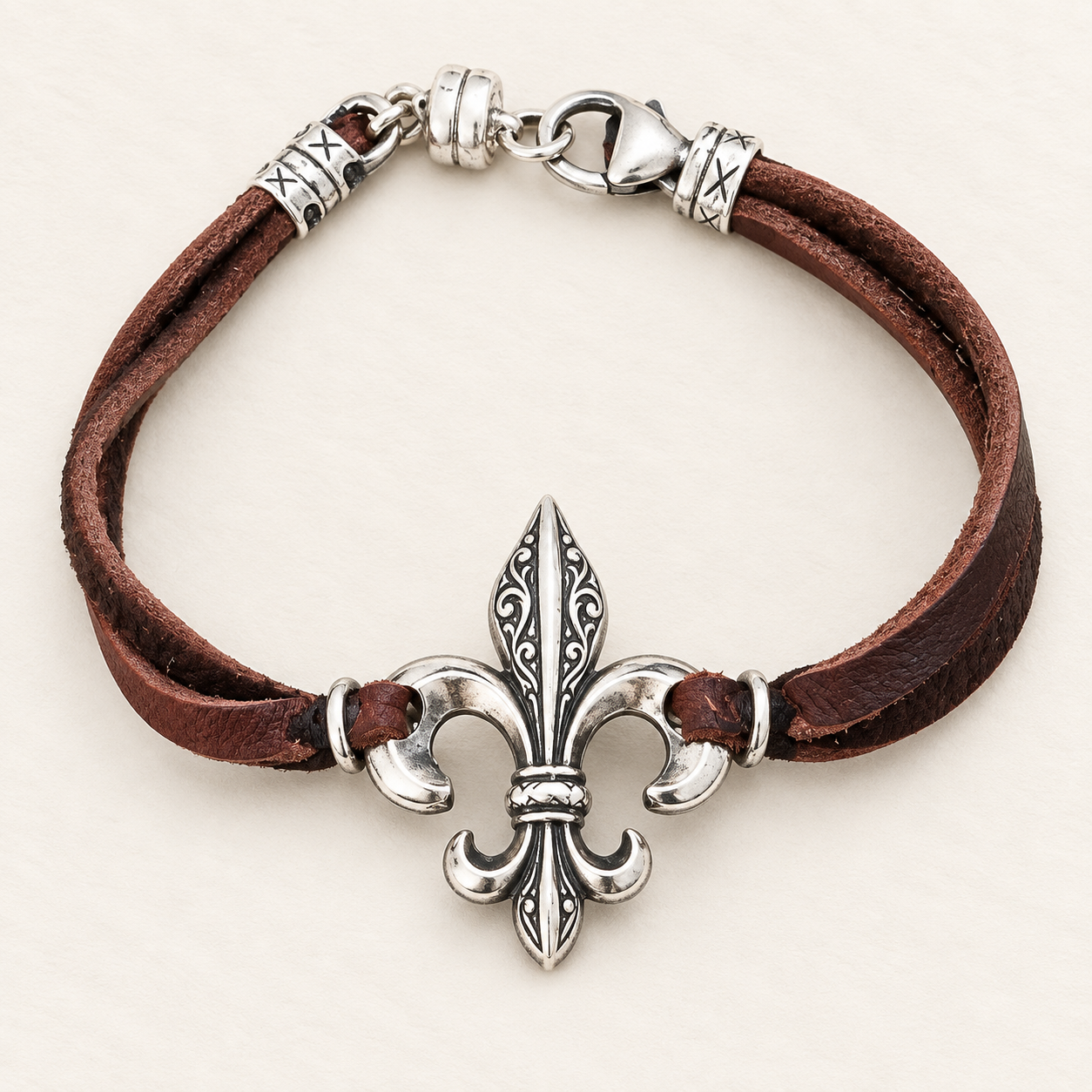 Fleur-de-Lis Deerskin Bracelet