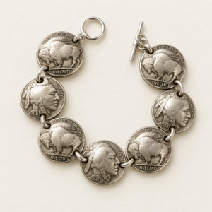 Buffalo Nickel Heads & Tails Domed Bracelet