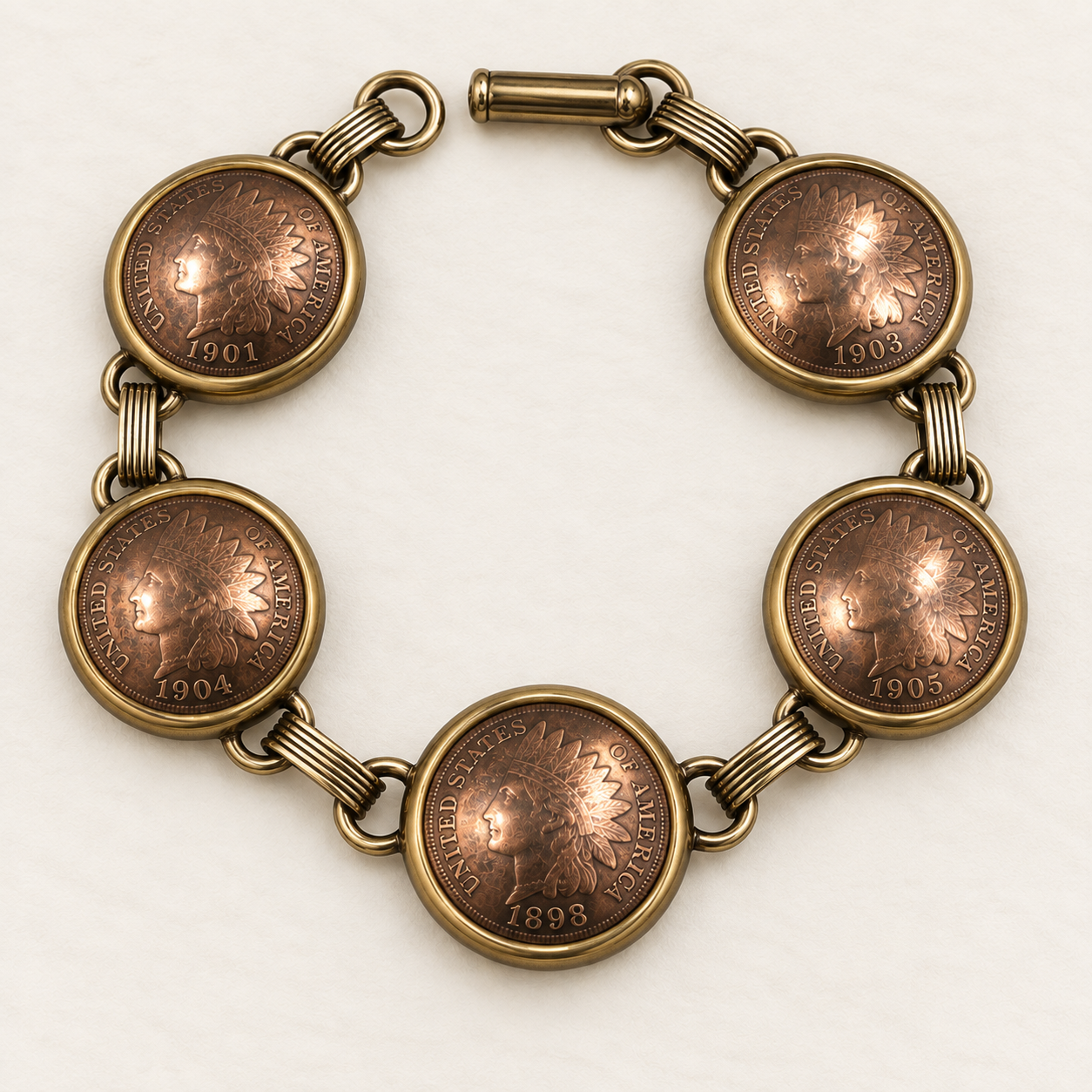 Bezel-Set Indian Head Penny Bracelet - Image 2