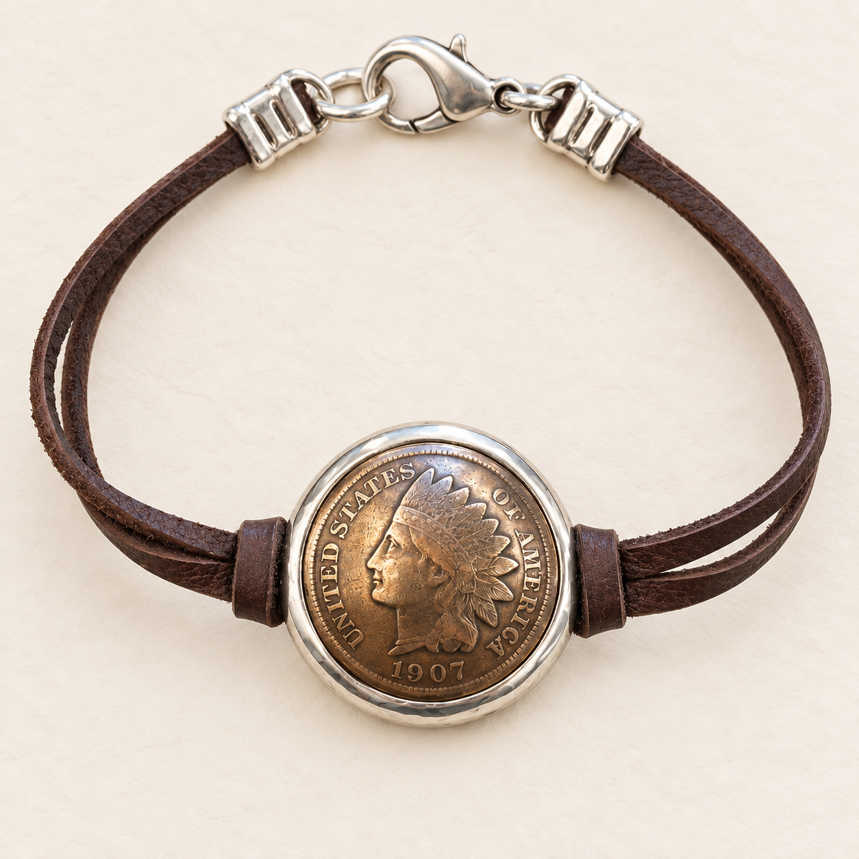 Indian Head Penny Deerskin Bracelet