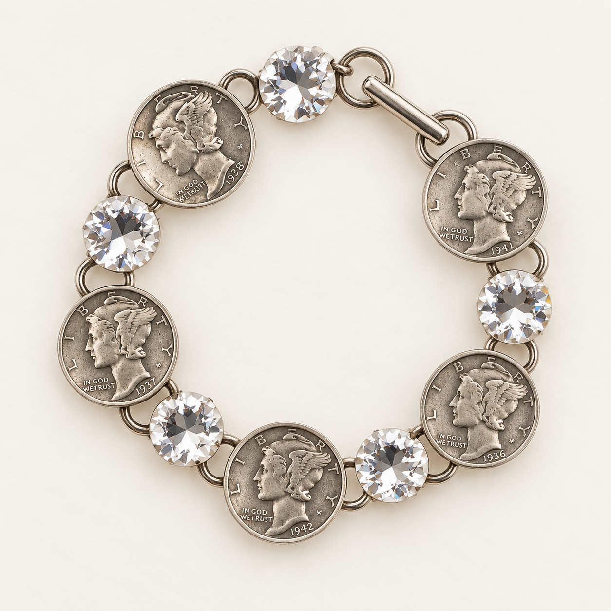Mercury Dime Crystal Bracelet