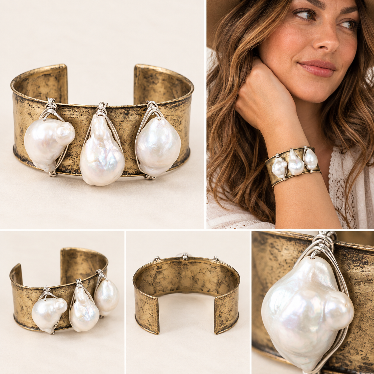 Three Baroque Pearl Cuff - Image 2