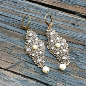 Victorian Floral Pearl Earrings