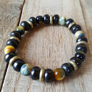 Oxbone, Tigers Eye, & African Brass Bracelet