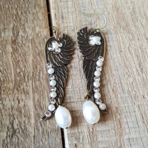 Pearled Angel Wing Earrings