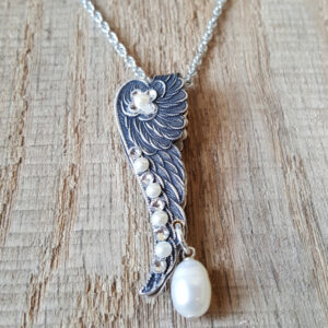 Crystal & Pearl Angel Wing Necklace