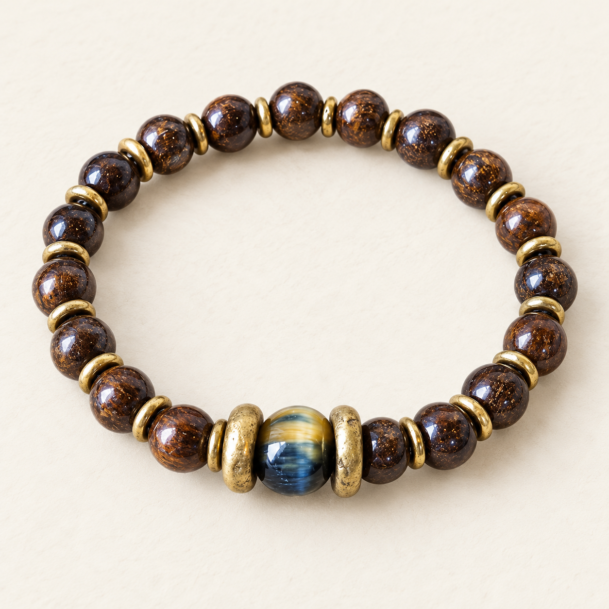 Bronzite & Blue Tigers Eye Bracelet