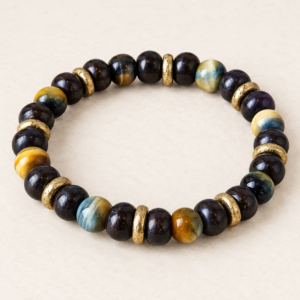 Oxbone, Tigers Eye, & African Brass Bracelet