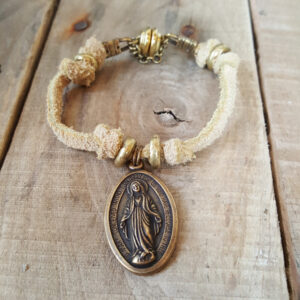 Miraculous Medal Leather Bracelet