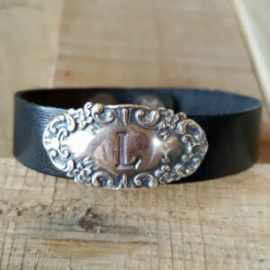 Luggage Tag Initial Leather Bracelet