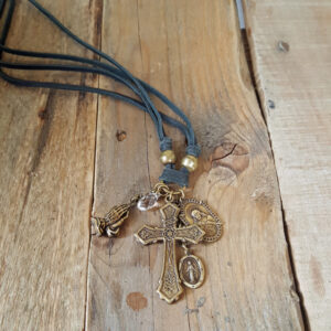 Catholic Deerskin Charm Necklace
