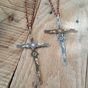 Etched Floral Cross Necklace