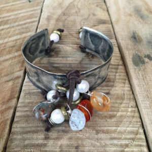 Gemstones & Pearls Cuff Bracelet
