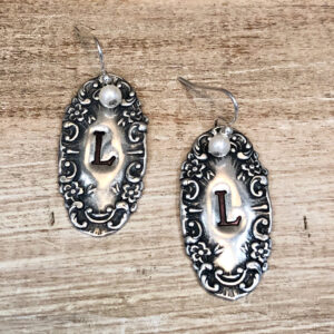 Luggage Tag & Pearl Initial Earrings
