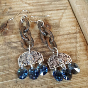 Rust & Denim Floral Earrings