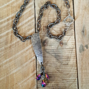 Crystal Floral Shield Necklace