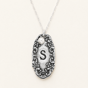 Luggage Tag & Pearl Initial Necklace