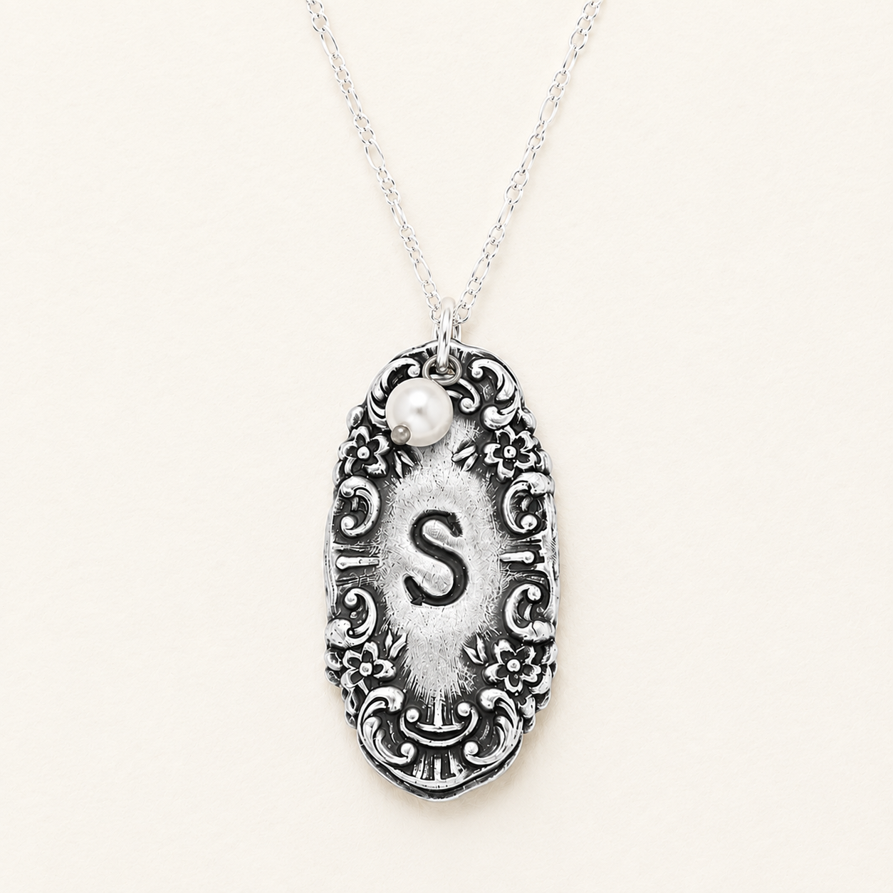 Luggage Tag & Pearl Initial Necklace