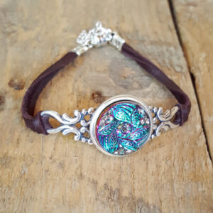 Antique Glass Filigree Deerskin Bracelet