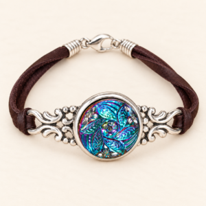 Czech Glass Button & Deerskin Bracelet