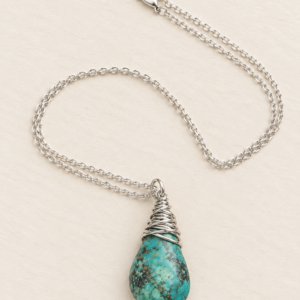 Wire-Wrapped Turquoise Teardrop Necklace