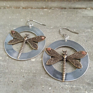 Dragonfly in Circles Earrings
