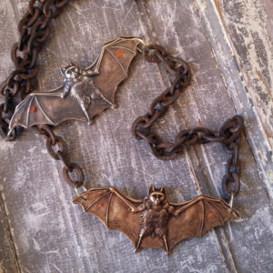 Long Gothic Bat Necklace