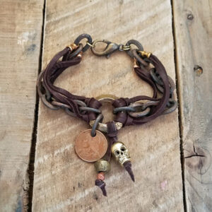 Rustic Warrior Bracelet With Skull