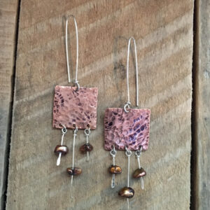 Primitive Textured Earrings With Pearls