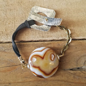 Reclaimed Brass & Gem Deerskin Bracelet