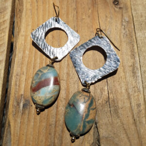Reclaimed Brass & Gemstone Earrings
