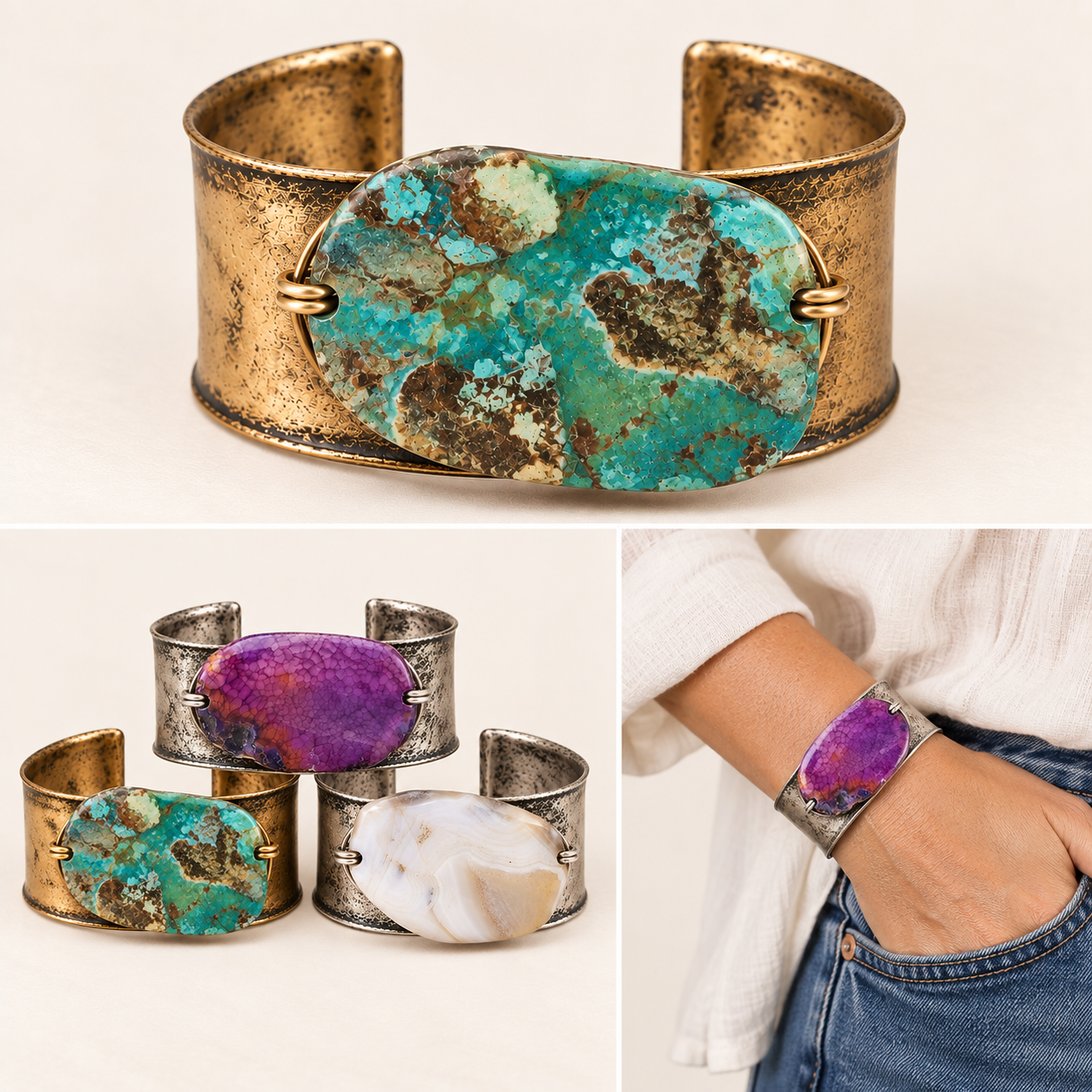 Free-Form Gemstone Cuff - Image 2